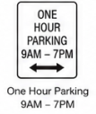 One Hour Parking 9AM-7PM